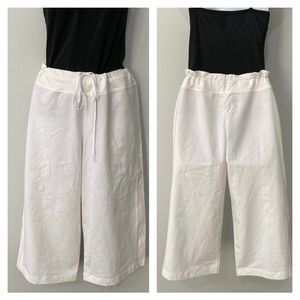 womens DANSKIN white stretch knit pedal pusher workout pants XL
